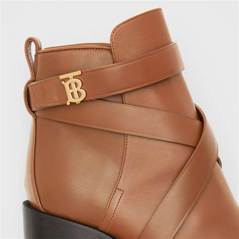 burberry monogram motif leather ankle boots|BURBERRY Monogram motif leather block.